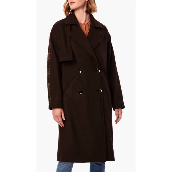 Bernardo Double Breasted Mixed Media Wool Blend Coat Size XXL